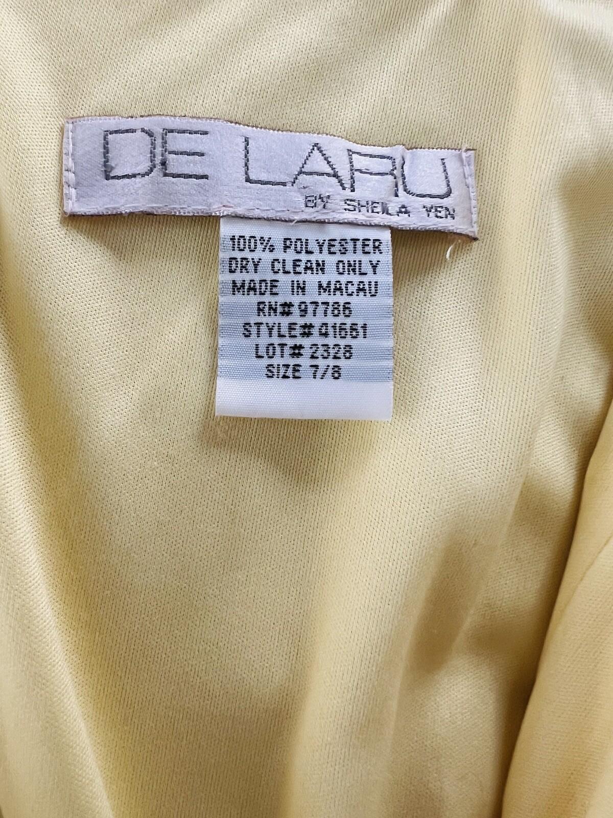 De Laru Dress Gown Prom Polyester 7/8 Vintage Y2K Yellow Beaded Spaghetti Strap