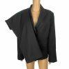 JONES WEAR Polyester Pant Suit Size 18 Black Striped Peak Collar Lined 2PC