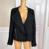 SAKS FIFTH AVENUE Black Tweed Open Front Zip Pockets Blazer Size XL