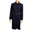 Larry Levine Polyester Rayon  Skirt Suit Size 6 Black Striped Lined Belted 2PC
