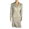 JONES NEW YORK 2PC Olive Green Floral Polyester Lined Flare Skirt Suit Size 10