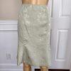 JONES NEW YORK 2PC Olive Green Floral Polyester Lined Flare Skirt Suit Size 10