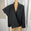 JONES WEAR Polyester Pant Suit Size 18 Black Striped Peak Collar Lined 2PC