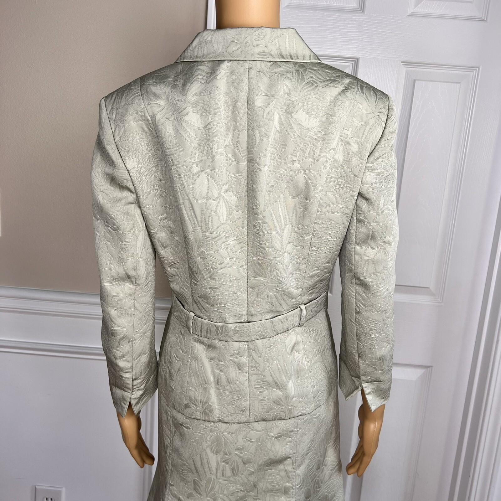 JONES NEW YORK 2PC Olive Green Floral Polyester Lined Flare Skirt Suit Size 10