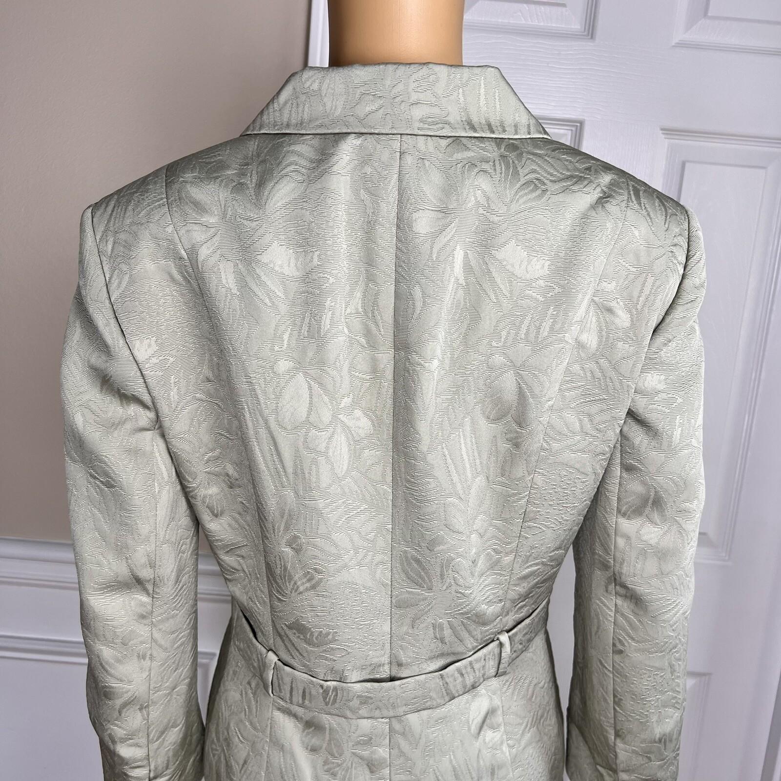 JONES NEW YORK 2PC Olive Green Floral Polyester Lined Flare Skirt Suit Size 10