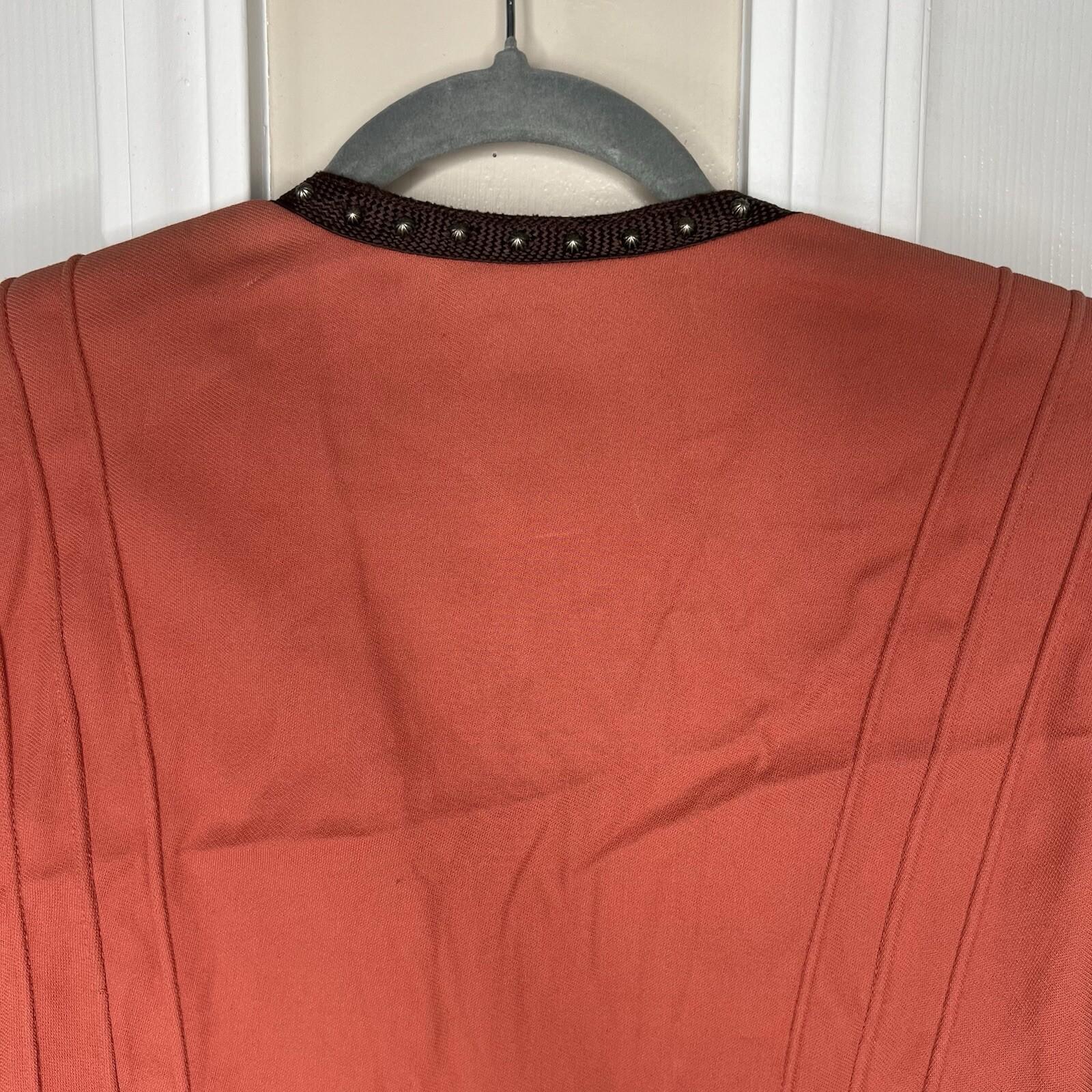 Double D Vtg Ranch Studded Bolero Size M Coral Open Crop Vest Short Sleeve