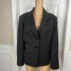 JONES WEAR Polyester Pant Suit Size 18 Black Striped Peak Collar Lined 2PC