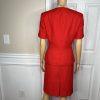 10-1322.jpg EMILY Polyester Skirt Suit Size 10 Red Short Sleeves Pockets Square collar 2PC