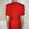 10-1323.jpg EMILY Polyester Skirt Suit Size 10 Red Short Sleeves Pockets Square collar 2PC