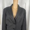 JONES WEAR Polyester Pant Suit Size 18 Black Striped Peak Collar Lined 2PC