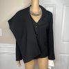 Suit Studio Polyester Pant Suit Size 14P Black Ruffle Shawl Collar Lined 2PC New