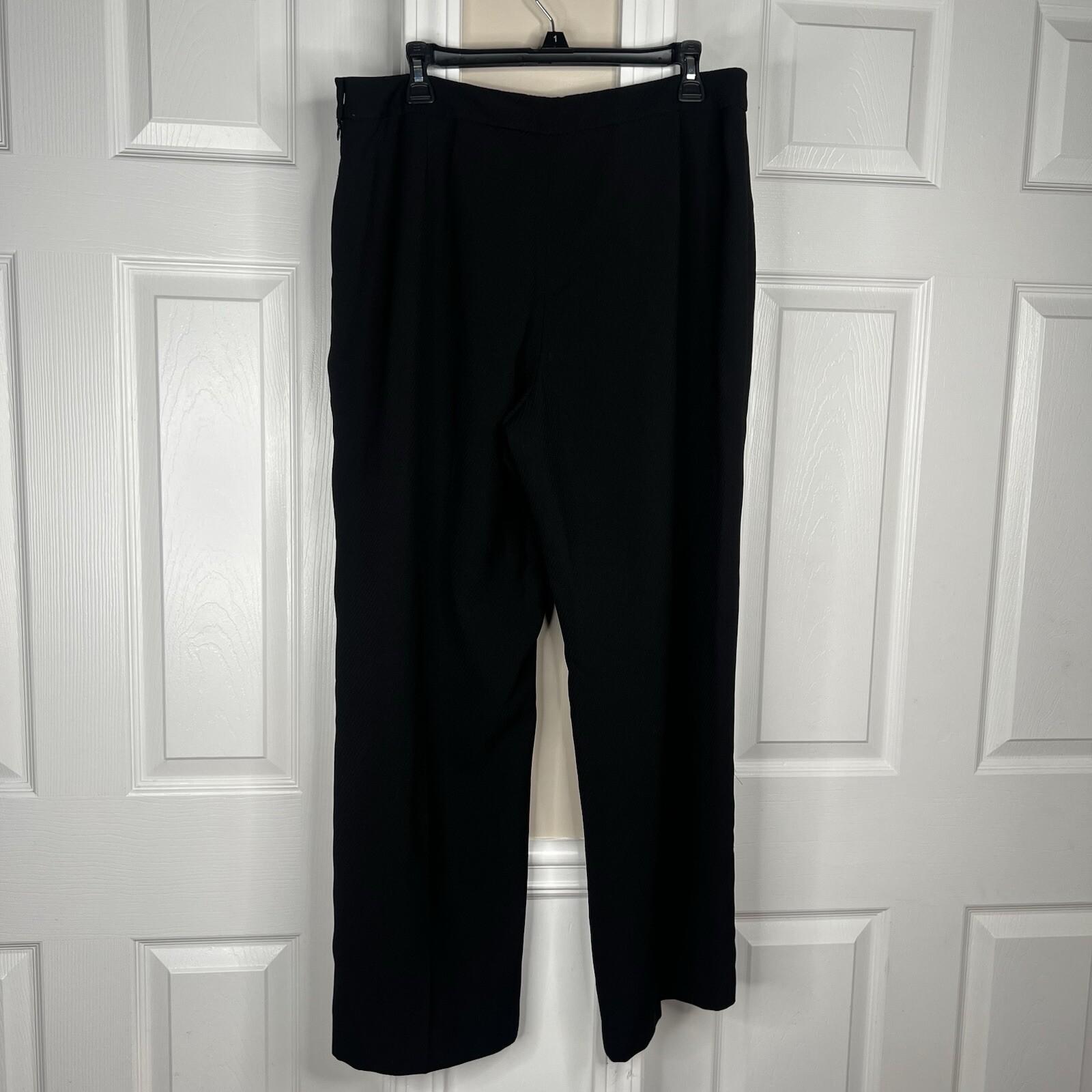 Suit Studio Polyester Pant Suit Size 14P Black Ruffle Shawl Collar Lined 2PC New