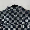 Akira Women Distressed Sequin Button Down Crop Jacket Size S Blue Silver Y2K
