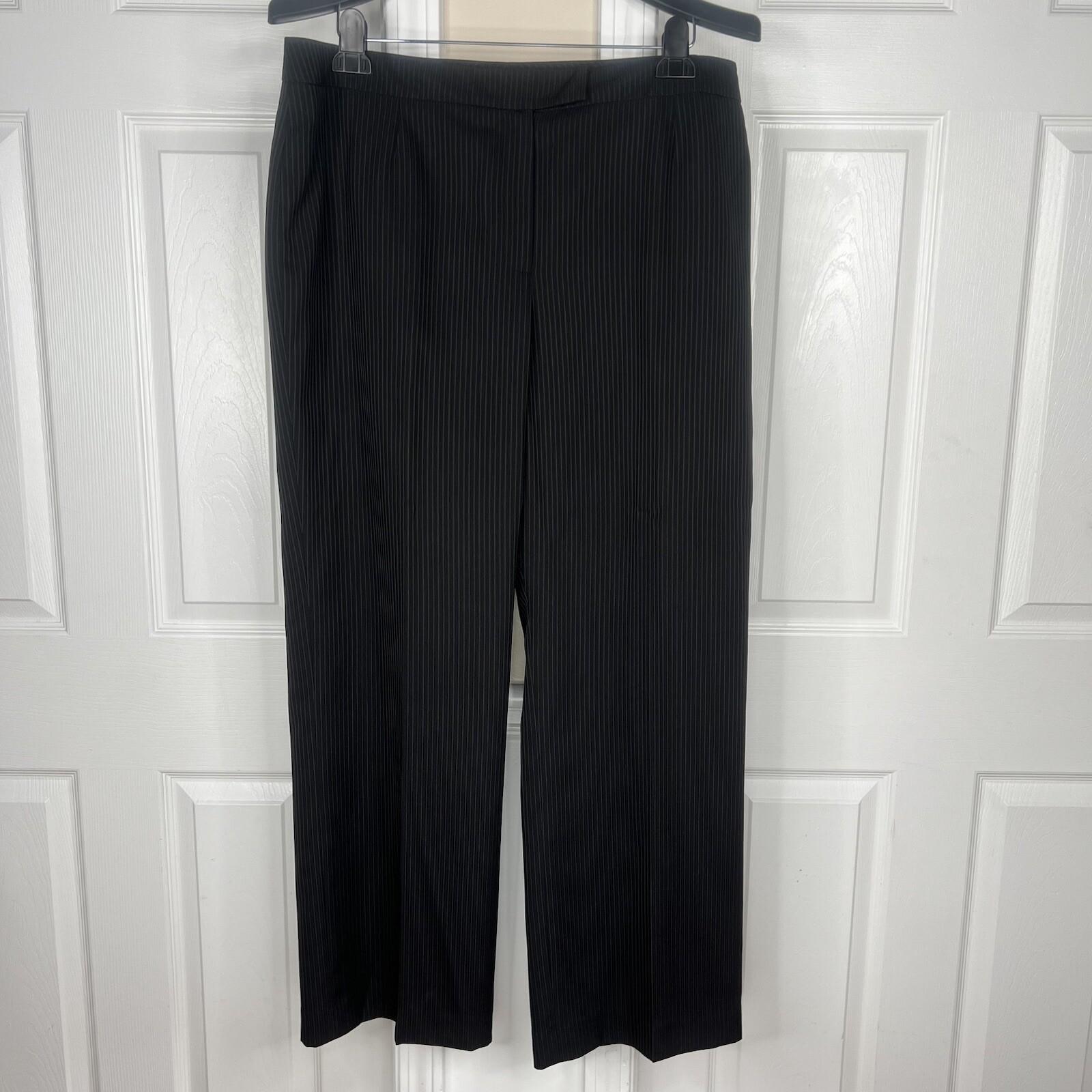 JONES WEAR Polyester Pant Suit Size 18 Black Striped Peak Collar Lined 2PC