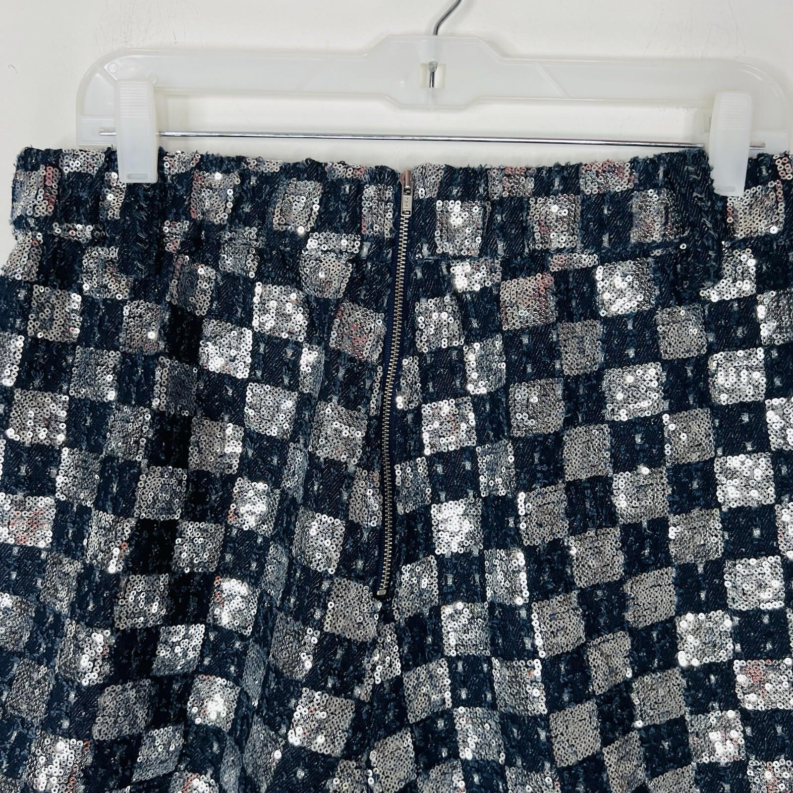 AKIRA Distressed Sequin Shorts Size XL Checker High Waist Boxy Silhouette Y2K