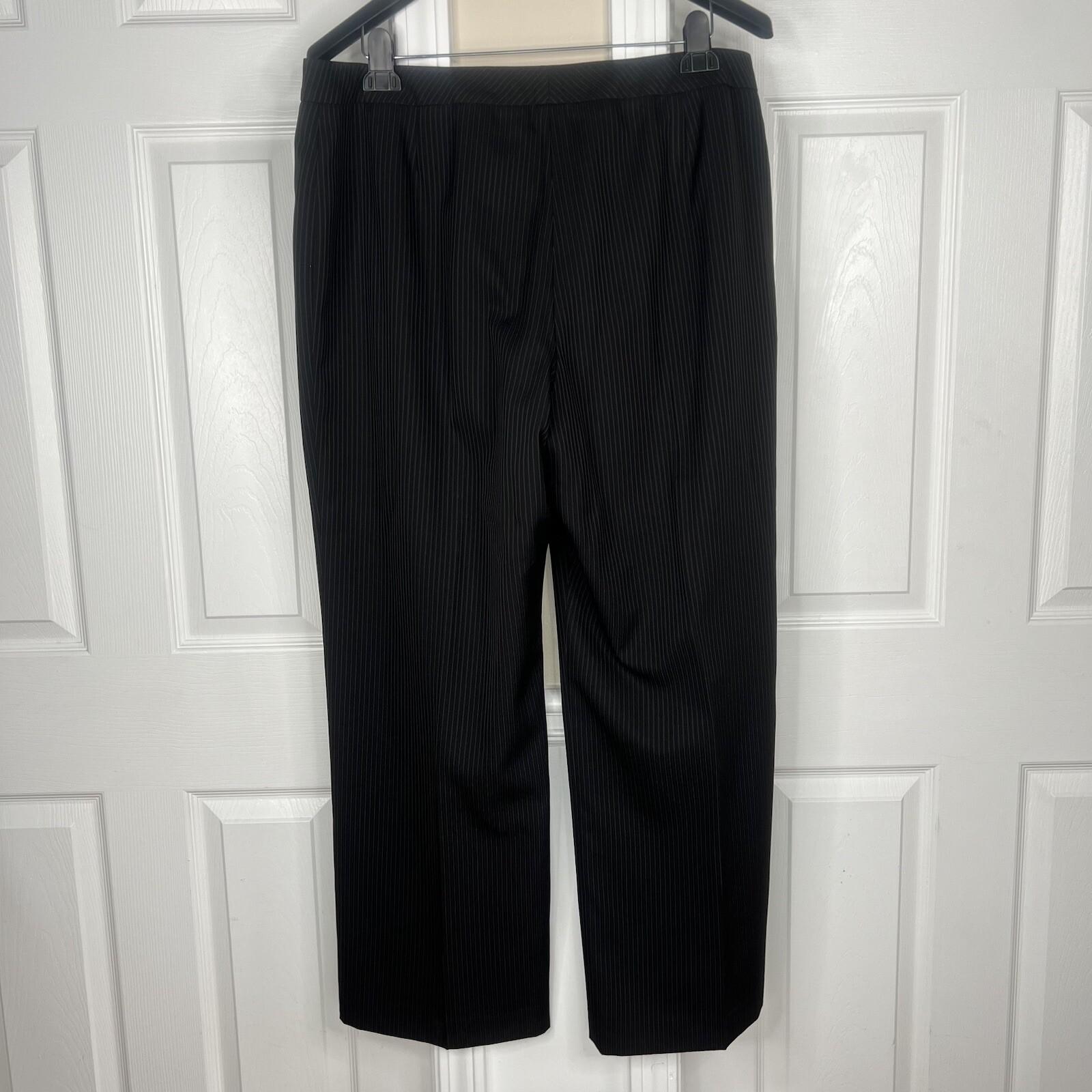 JONES WEAR Polyester Pant Suit Size 18 Black Striped Peak Collar Lined 2PC