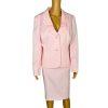 Le Suit 2PC Polyester Ruffle Shawl Collar Skirt Suit Size 14 Pink Timeless