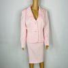 Le Suit 2PC Polyester Ruffle Shawl Collar Skirt Suit Size 14 Pink Timeless