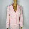 Le Suit 2PC Polyester Ruffle Shawl Collar Skirt Suit Size 14 Pink Timeless