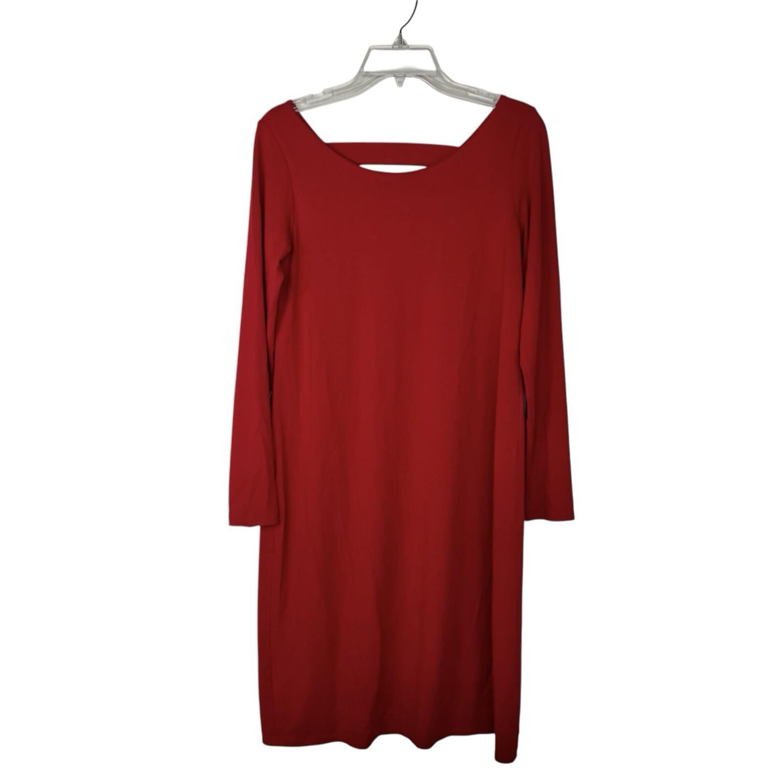Eileen Fisher Jersey Dress Size S Red Long Sleeve Stretch Scoop Neck Lounge New
