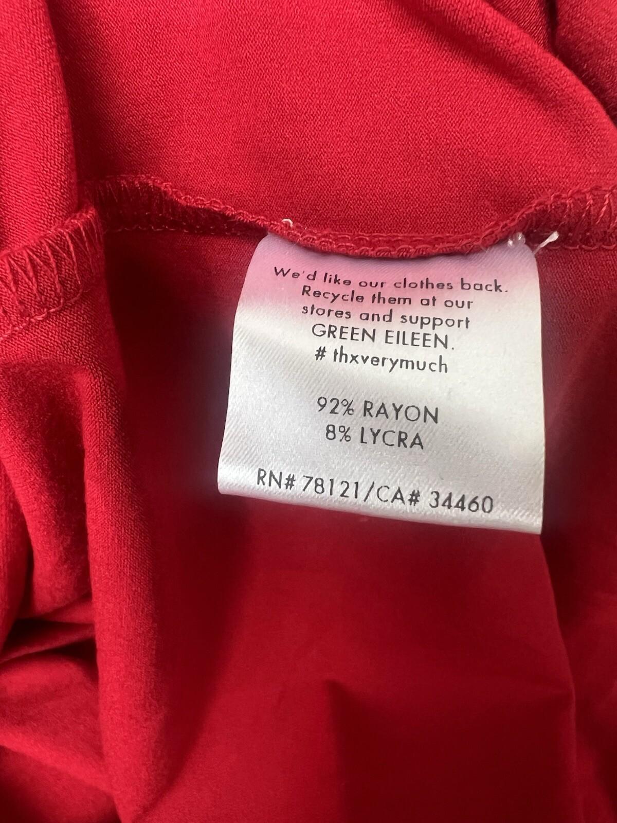 Eileen Fisher Jersey Dress Size S Red Long Sleeve Stretch Scoop Neck Lounge New