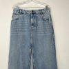 Anthropologie Pilcro Denim Skirt Size 12 Front Slit Jeans Blue Midi Summer Wash
