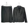 Evan Picone Polyester Rayon Stretch Skirt Suit 12 Charcoal Striped Business 2PC