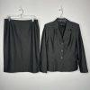 Evan Picone Polyester Rayon Stretch Skirt Suit 12 Charcoal Striped Business 2PC