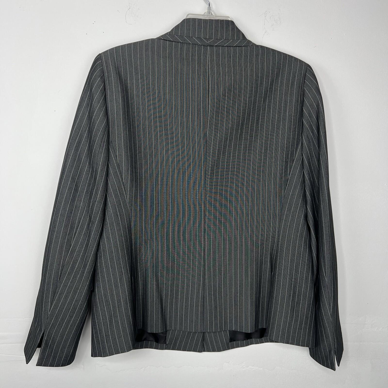 Evan Picone Polyester Rayon Stretch Skirt Suit 12 Charcoal Striped Business 2PC