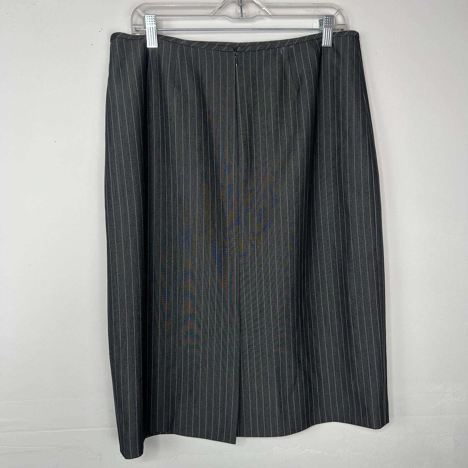 Evan Picone Polyester Rayon Stretch Skirt Suit 12 Charcoal Striped Business 2PC