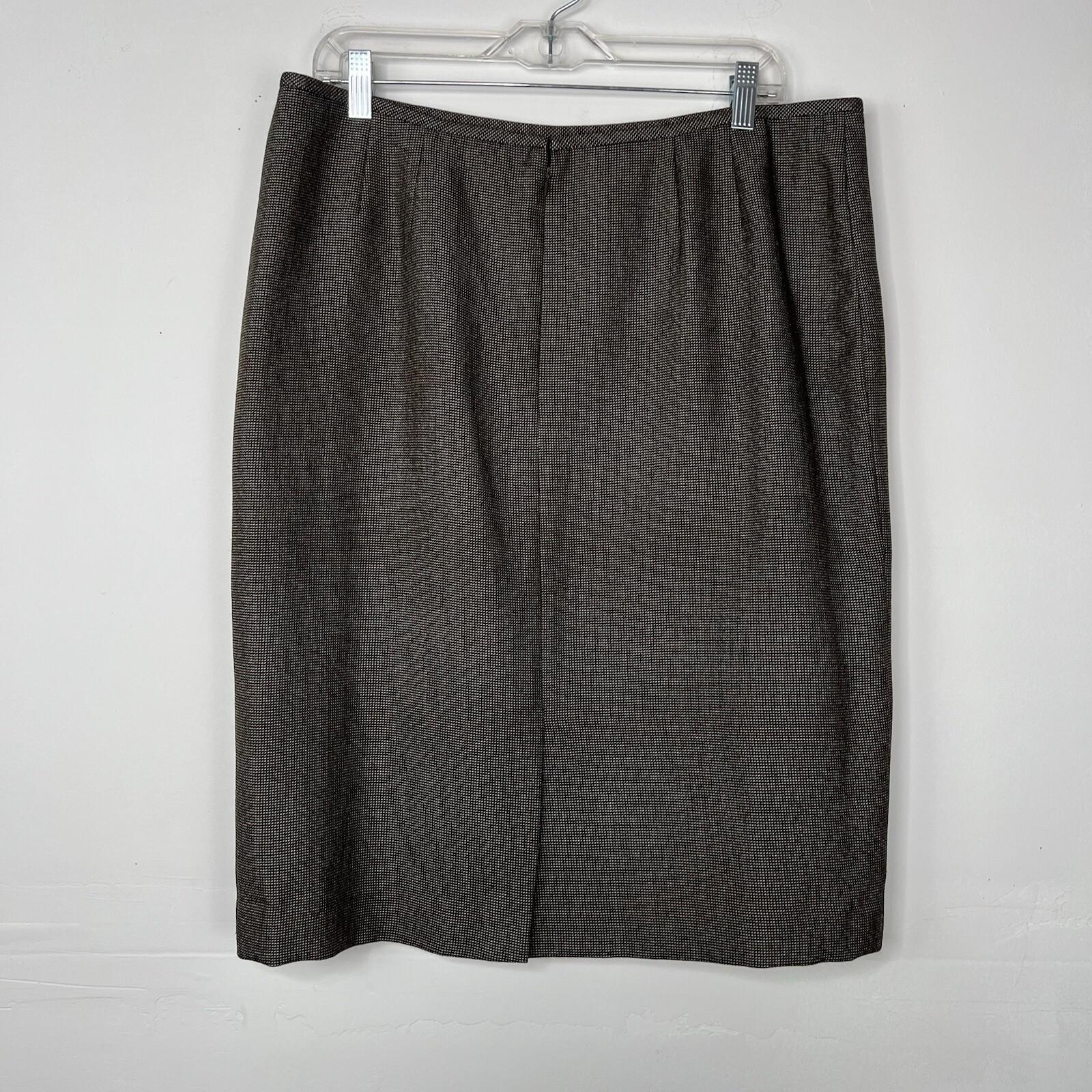 EVAN PICONE Polyester Metallic Skirt Suit Size 16 Beige Brown Lined Cocktail 2PC