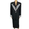 Moshita Couture Polyester Skirt Suit 14 Black White Beaded Lined Cocktail 2PC