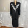Moshita Couture Polyester Skirt Suit 14 Black White Beaded Lined Cocktail 2PC