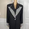 Moshita Couture Polyester Skirt Suit 14 Black White Beaded Lined Cocktail 2PC