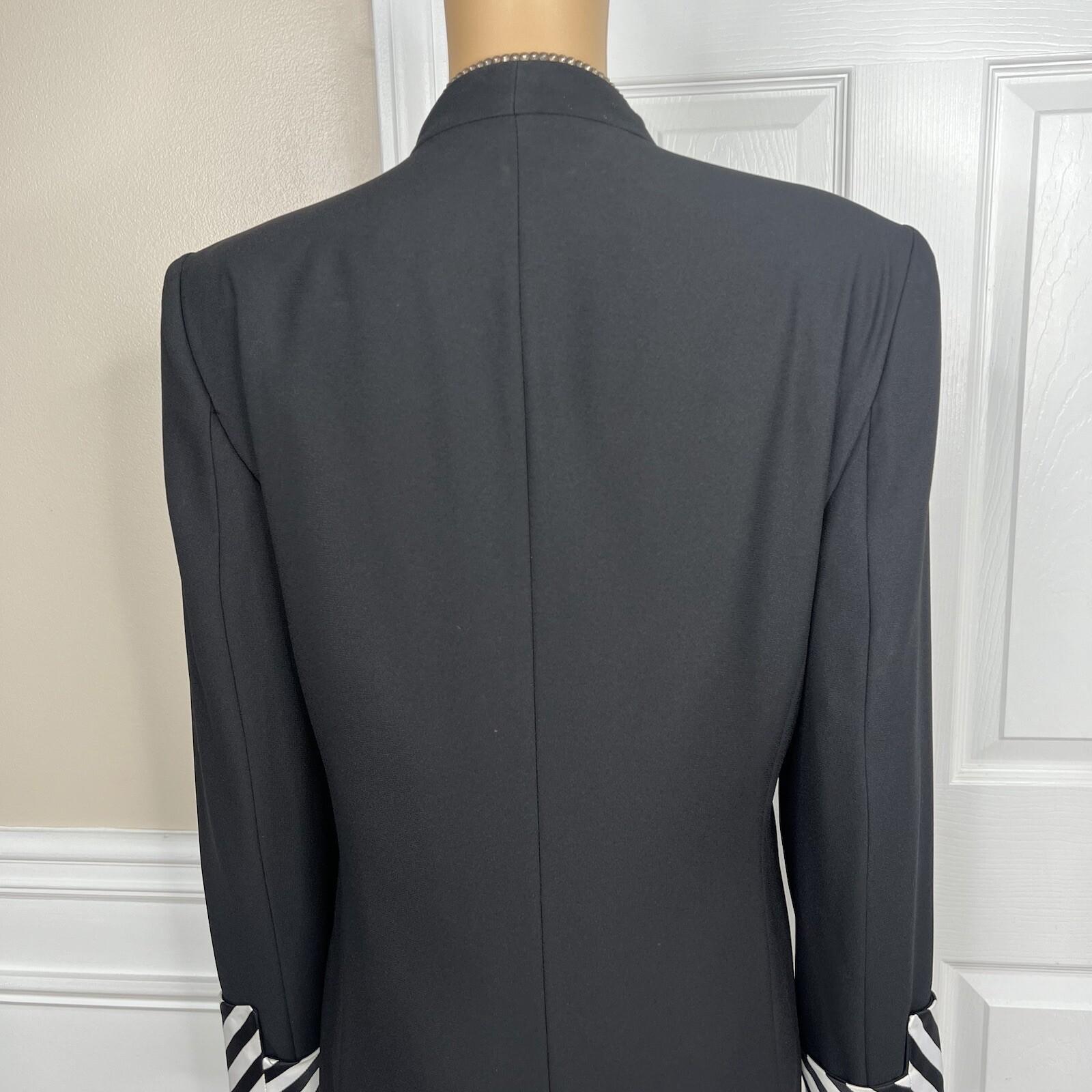 Moshita Couture Polyester Skirt Suit 14 Black White Beaded Lined Cocktail 2PC