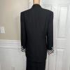 Moshita Couture Polyester Skirt Suit 14 Black White Beaded Lined Cocktail 2PC