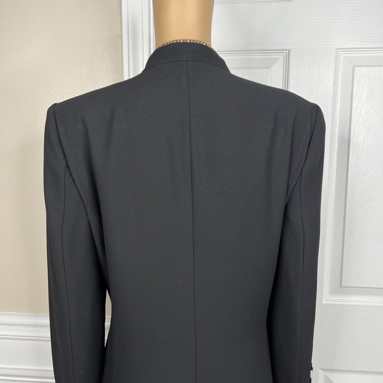 Moshita Couture Polyester Skirt Suit 14 Black White Beaded Lined Cocktail 2PC