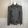 Lauren Ralph Lauren Pure Wool Pea Coat Double Breasted 6P Gray Black Houndstooth