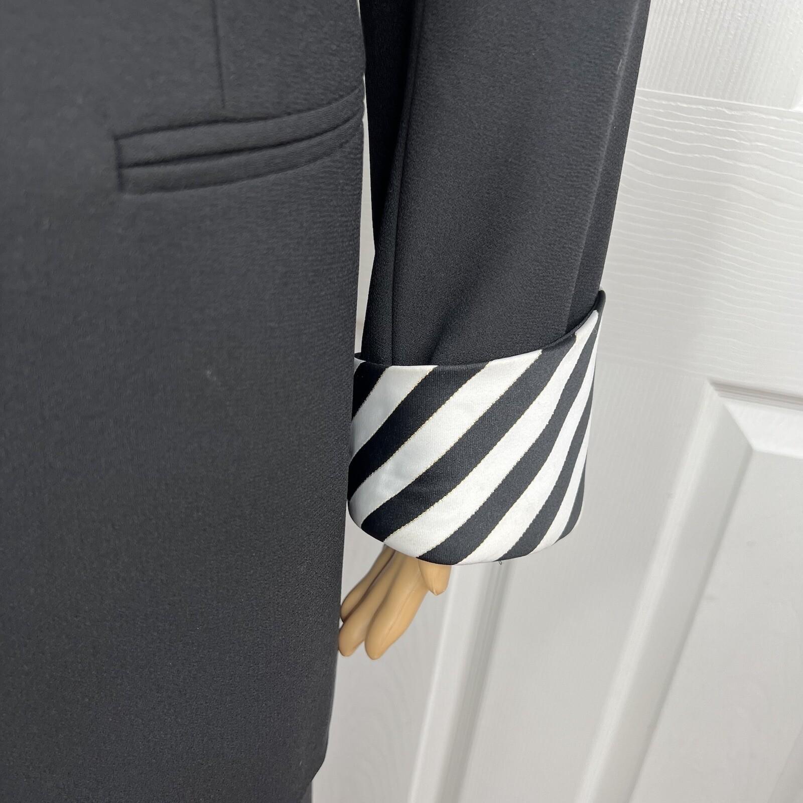 Moshita Couture Polyester Skirt Suit 14 Black White Beaded Lined Cocktail 2PC