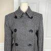 Lauren Ralph Lauren Pure Wool Pea Coat Double Breasted 6P Gray Black Houndstooth