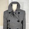 Lauren Ralph Lauren Pure Wool Pea Coat Double Breasted 6P Gray Black Houndstooth