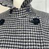 Lauren Ralph Lauren Pure Wool Pea Coat Double Breasted 6P Gray Black Houndstooth