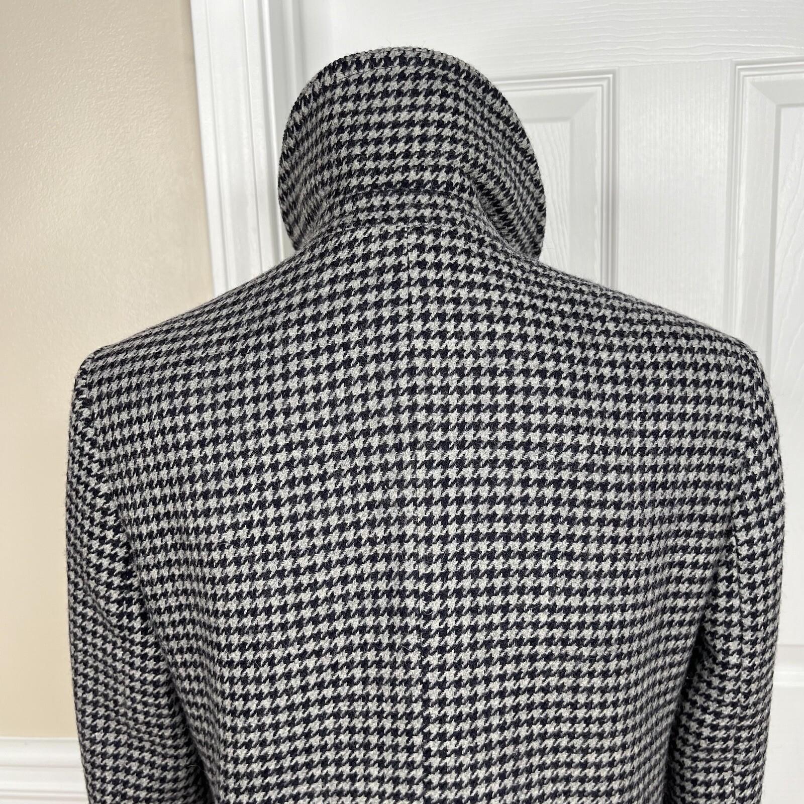 Lauren Ralph Lauren Pure Wool Pea Coat Double Breasted 6P Gray Black Houndstooth