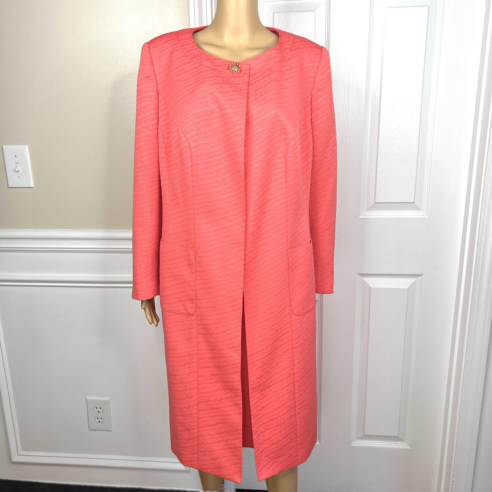 New JOHN MEYER 2P Coral Polyester Lined Collarless Dress Suit Size 16W MSRP 0