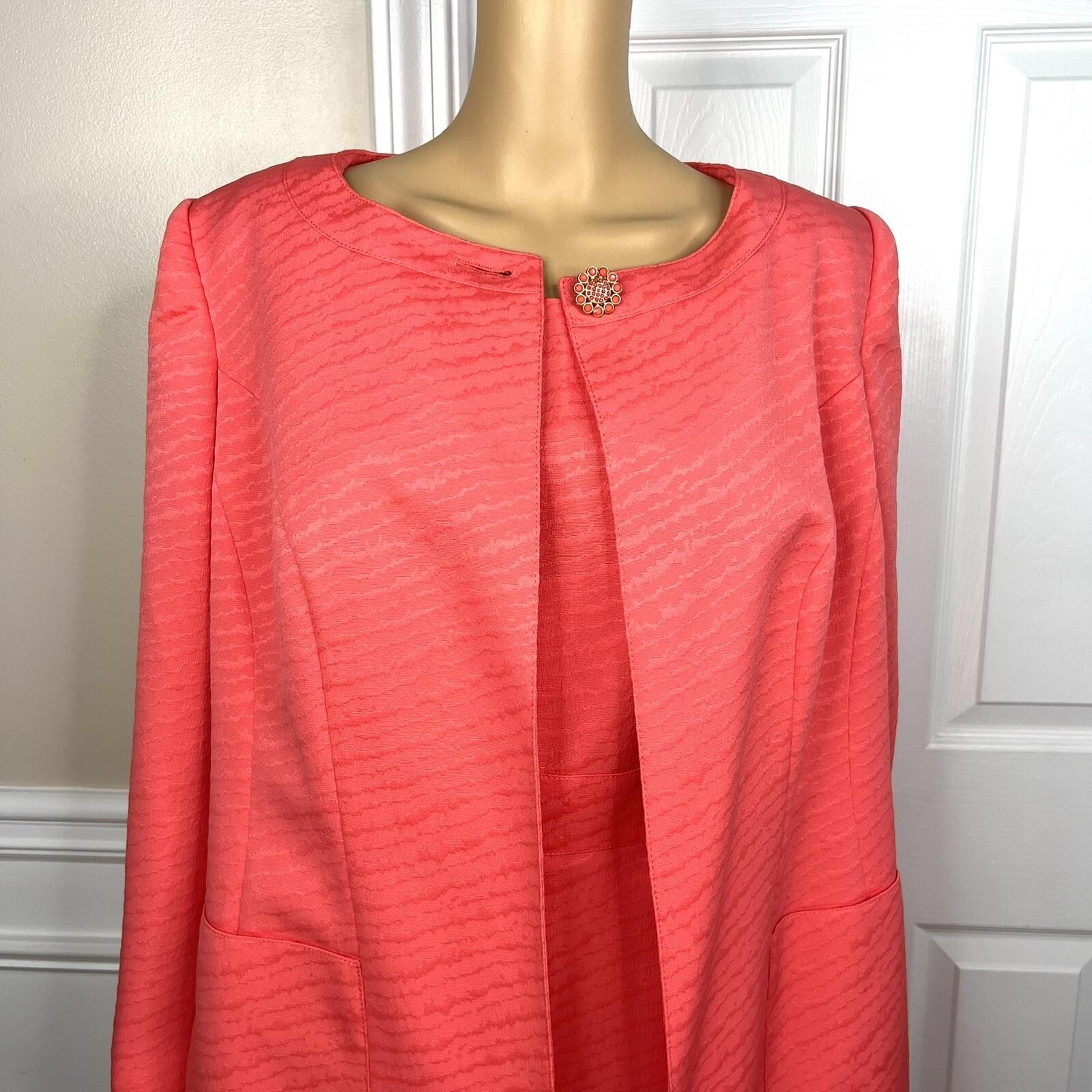New JOHN MEYER 2P Coral Polyester Lined Collarless Dress Suit Size 16W MSRP 0