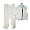 Tahari ASL & Kasper Pant Suit Size 16 Off White Black Collarless Professional