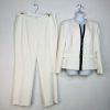 Tahari ASL & Kasper Pant Suit Size 16 Off White Black Collarless Professional