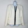 Tahari ASL & Kasper Pant Suit Size 16 Off White Black Collarless Professional