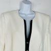 Tahari ASL & Kasper Pant Suit Size 16 Off White Black Collarless Professional