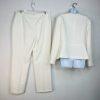 Tahari ASL & Kasper Pant Suit Size 16 Off White Black Collarless Professional